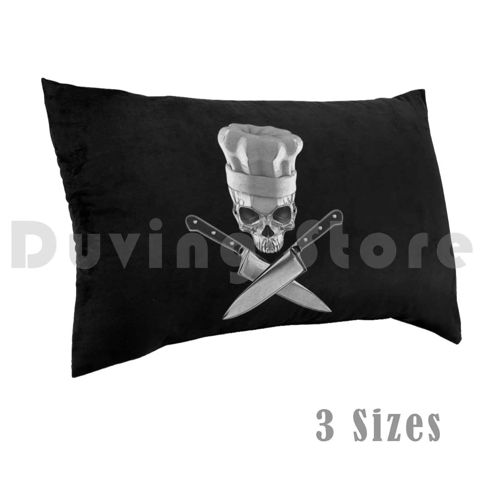 Def Chef Federa for Printed Pillow 50x75 Skull Chef Cook Restaurant Kitchen Knife Cookout Cookout Food