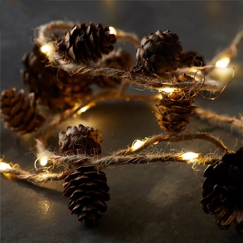 Decorazioni natalizie pigne spago LED String Lights fata a batteria luci natalizie albero e camera da letto decorazione domestica