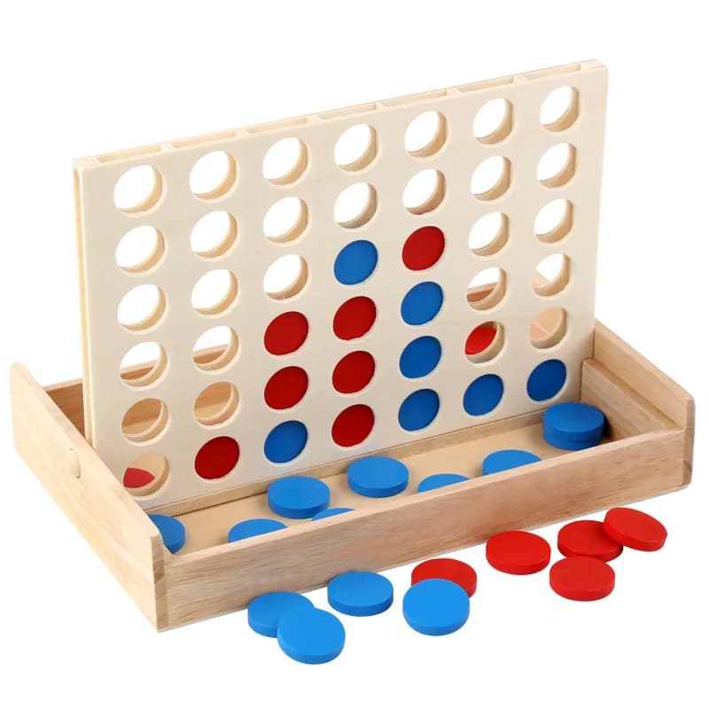 4 di fila. Gioco in legno quattro di fila, Line Up 4, giocattolo classico per la famiglia, gioco da tavolo per bambini e feste divertenti in famiglia
