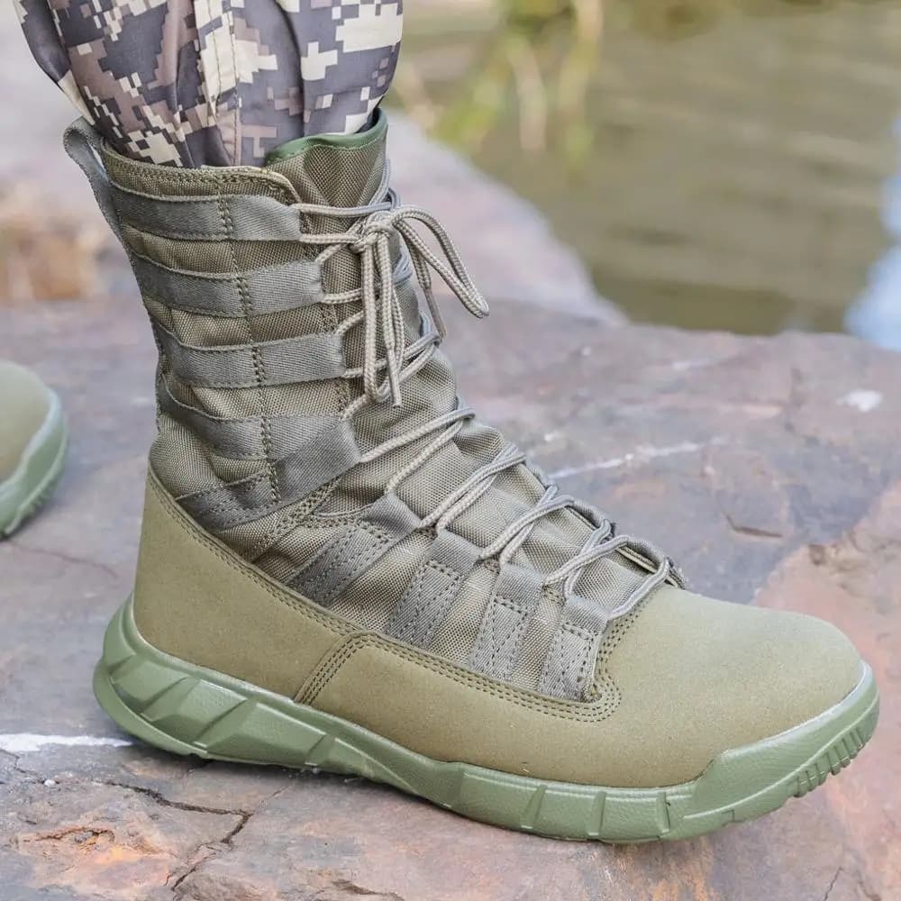 Scarpe Tattiche Leggere in Pelle Verde per Uomo e Donna, Stivali da Arrampicata e Allenamento, Scarpe da Trekking Traspiranti con Rete
