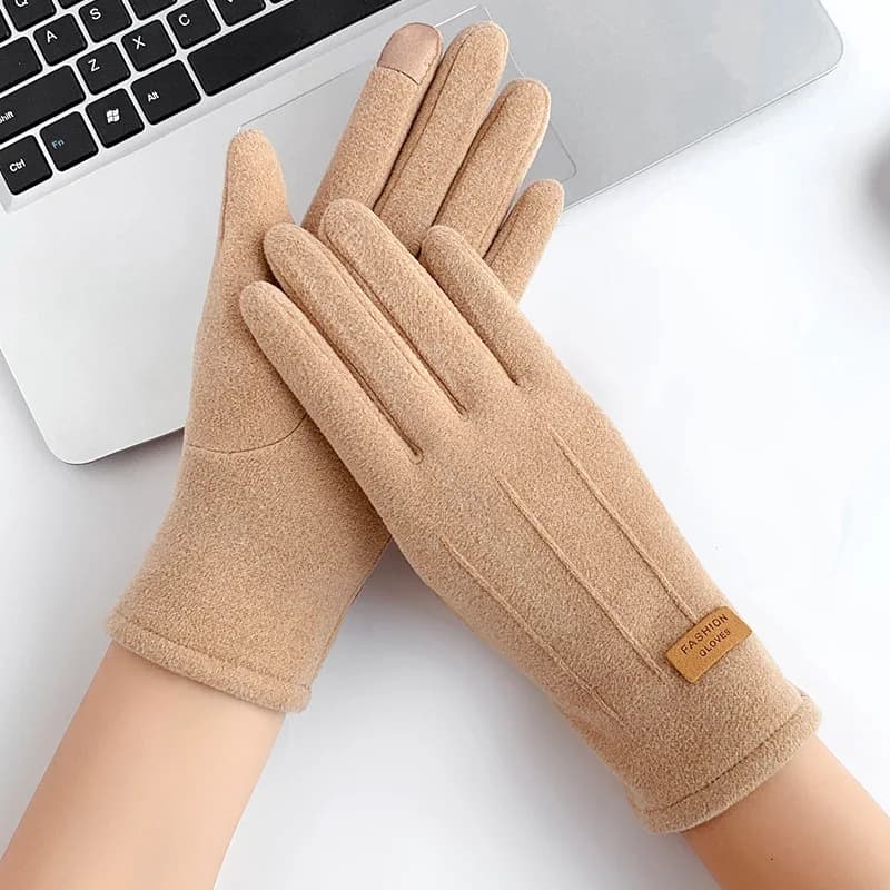 Simple Fashion Gloves Women Winter Vintage Full Finger Touch Screen Driving Cycling Warm Windproof Female Glove Mittens G060