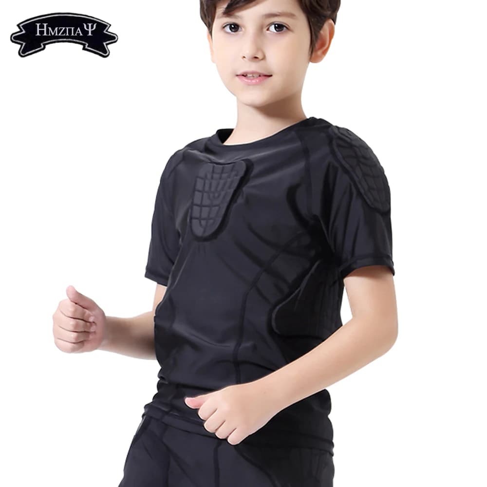 Bambini Impatto di Compressione Imbottito Camicette di Calcio Basket Skateboard Petto Equipaggiamento Protettivo Imbottito Camicia Giovani Ragazzi Imbottito