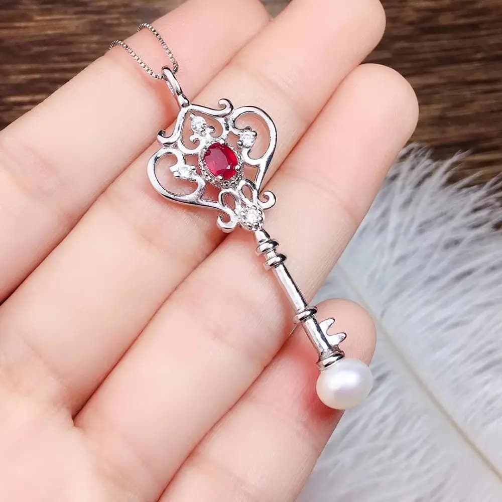 Miglior regalo Collana con rubino reale naturale e reale al 100% con pendente in argento sterling 925 con rubino reale naturale Gioielleria raffinata