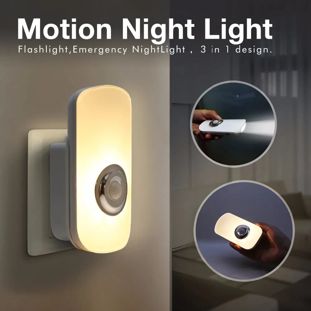 Sensky 3 in 1 EU US Intelligent LED Night Light Plug with Rechargeable Flashlight with Emergency Motion Sensor Children's Room