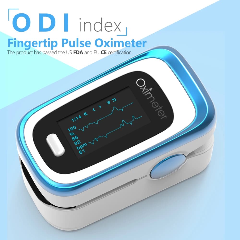 Kiuzou Medical Finger Pulse Fingertip Oled Portable Oximeter SPO2 PR 8 Hours Sleep Monitor Oxigeno Blood Oximeter De Dedo Case