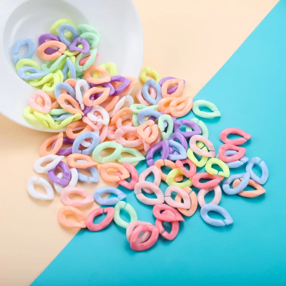 50/100 pezzi colorati intrecciati catena a maglie acriliche parti assemblate perline per collana fai da te creazione di gioielli accessori