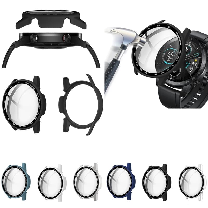Custodia protettiva per schermo in vetro con bordo rigido Cornice a conchiglia per Huawei Honor Magic Watch 2 46MM Magic2 Accessori per copertura protettiva per paraurti
