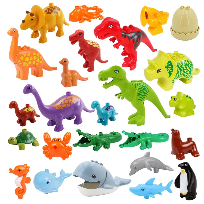 Accessori per blocchi di costruzione di grandi dimensioni Squalo Pinguino Balena Dinosauro Mattoni compatibili Animali Giocattoli educativi interattivi per bambini