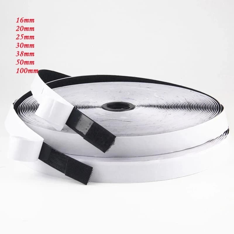 16/20/25/30mm Self Adhesive Fastener Tape Black White Magic Tape with Strong Glue Sewing Hook Loop Tape Clothing Craft Supplies