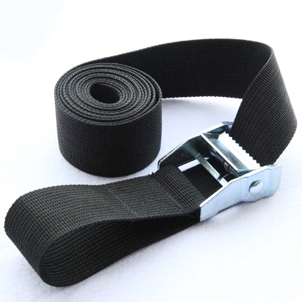 6M * 25mm cinturino nero con cinturino a cricchetto resistente cinghia per bagagli borsa per l'ancoraggio del carico con fibbia in metallo per bici da moto all'aperto