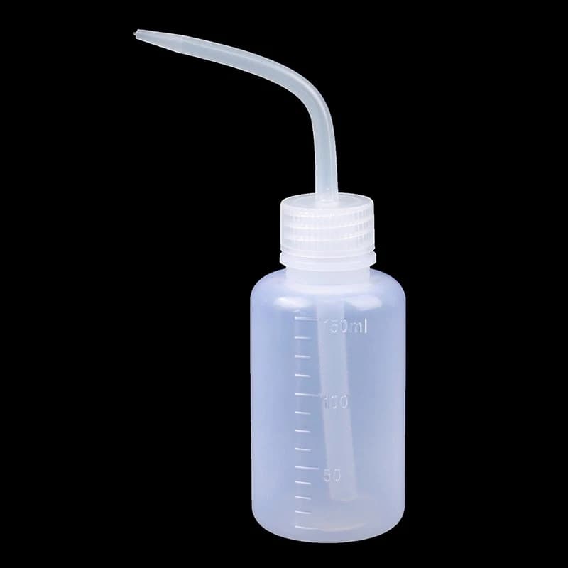 150ml white plastic transparent washing bottle with green laboratory soap