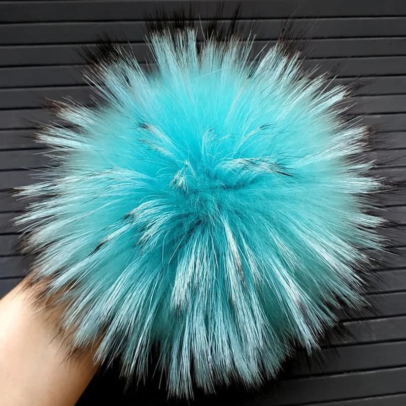 15-16 cm Pelliccia di Procione Pom Pom Enorme Pelliccia Pompon Turchese Pelliccia Bianco nero Corallo Rosa Procione Vera Pelliccia Pompom Per Cappello Beanie