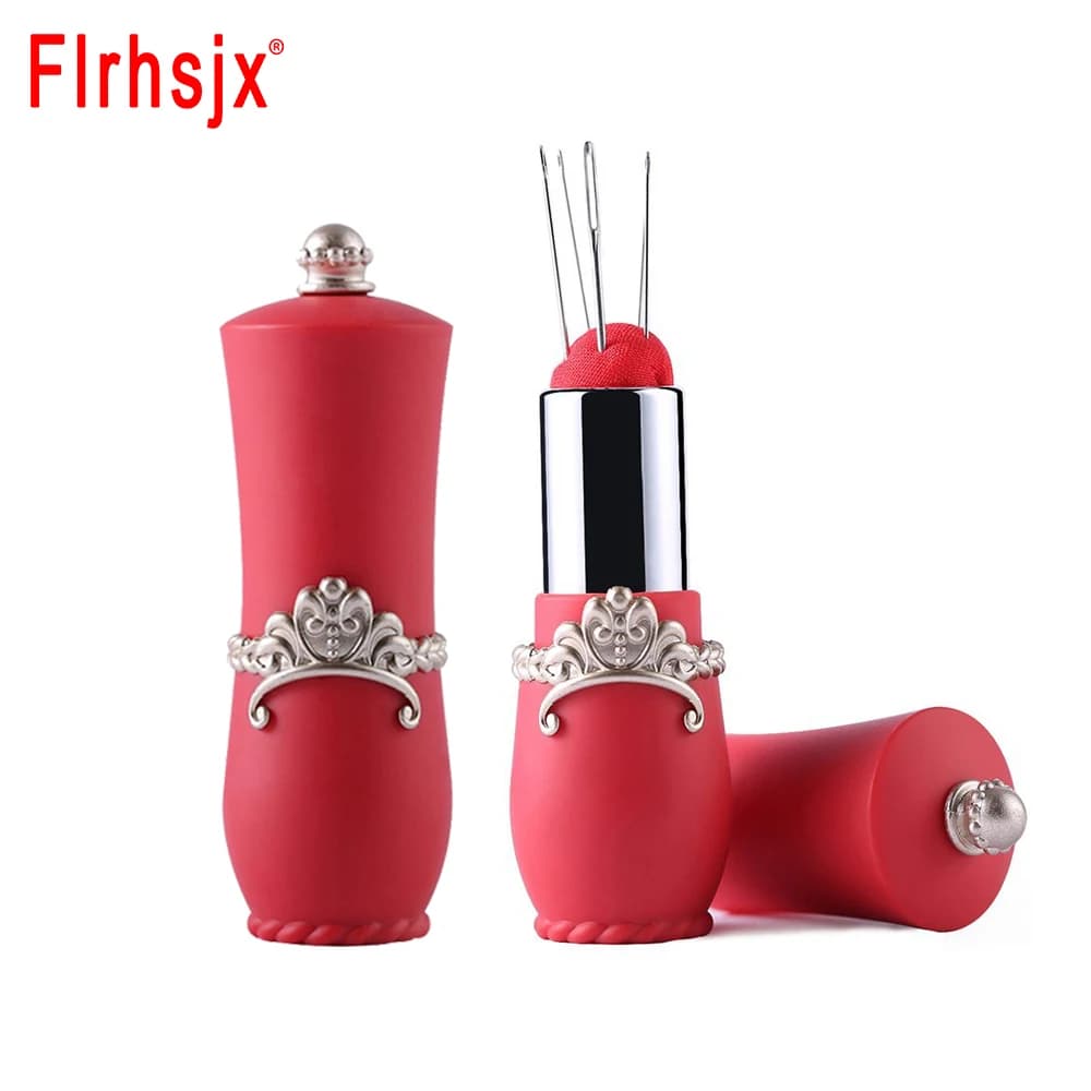 FLRHSJX Cuscino per spilla per rossetto con 5 aghi Cuscini portatili Porta spille da cucito di sicurezza Kit di accessori per cucito artigianale fai-da-te
