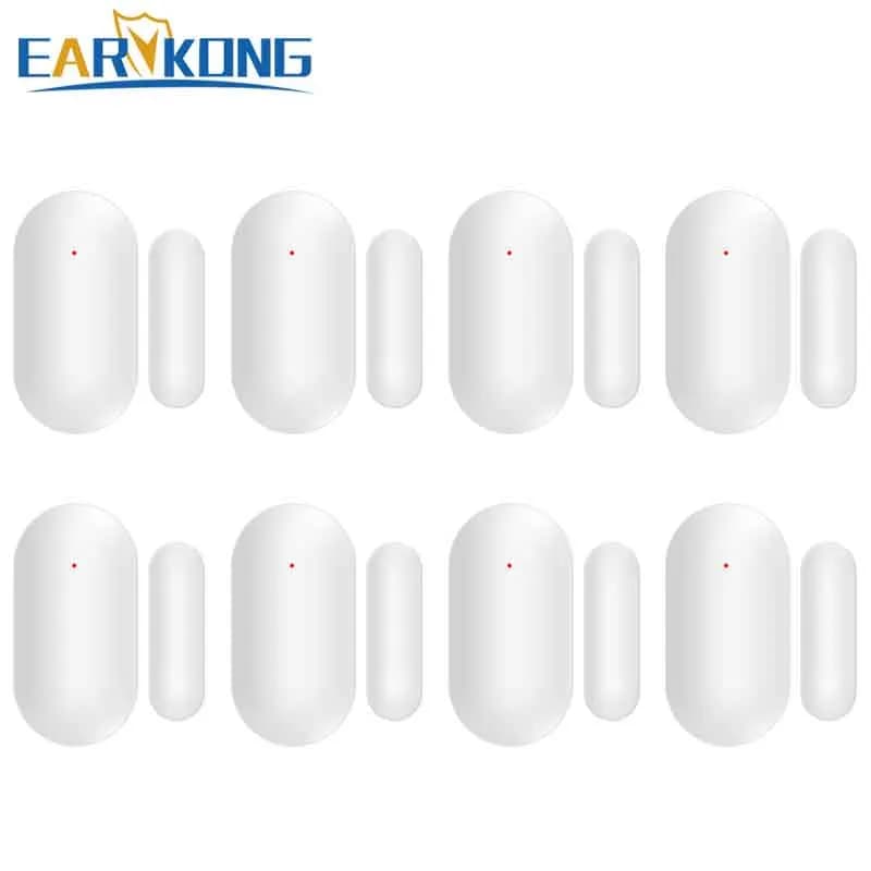 Earykong Rilevatore gap porta wireless 433 MHz antenna interna 8 pezzi inclusi, per sistema di allarme domestico di sicurezza, allarme magnetico porta