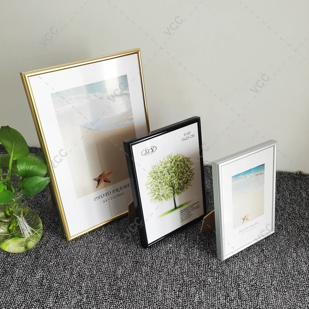 Cornice per foto in alluminio cornice per certificato classica per appendere a parete con cornice per foto in metallo di vetro di plastica per cornice per Poster di immagini