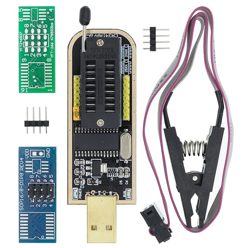 Modulo Programmatore USB CH341 per EEPROM Flash BIOS Serie 24 25 con Clip di Test SOIC8 SOP8 per EEPROM 93CXX / 25CXX / 24CXX YANXD