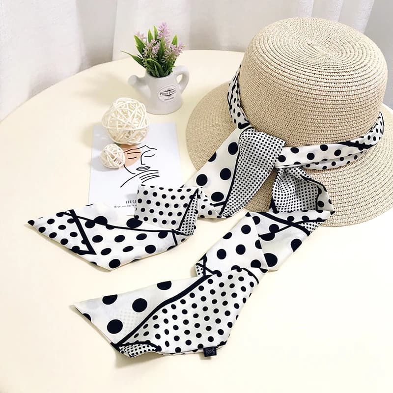 HOT Spring Summer Fashion Korean Women's Neck Silk Scarfs Printed Imitation Scarf Summer Hat Ribbons Dress Belt 7CMX145CM