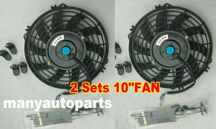 2 X UNIVERSALE SOTTILE 10 "12V RADIATORE ELETTRICO VANO MOTORE VENTOLA DI RAFFREDDAMENTO 10 POLLICI