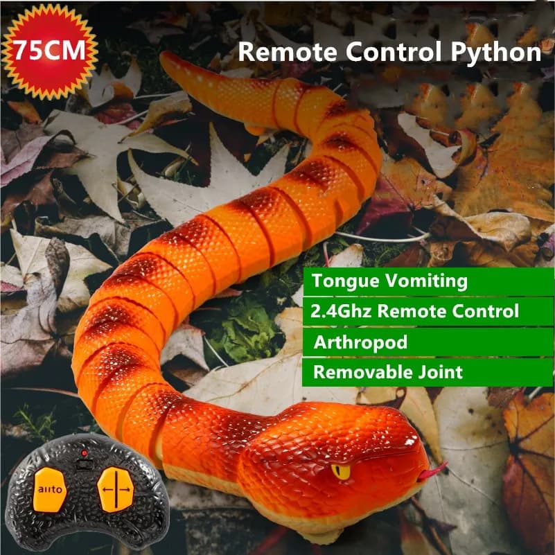 Telecomando a Infrarossi Pitone 2.4G 75CM, Simulazione di Animale Strisciante con Giunti Staccabili, Gioco Divertente e Carino, Regalo RC Pitone Animale