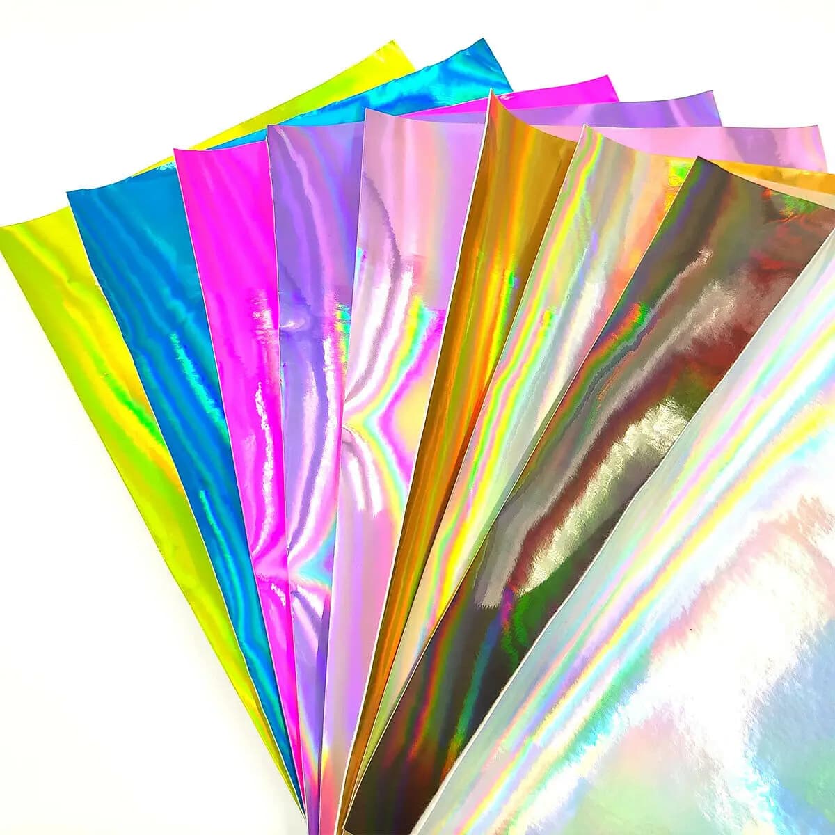 Borsa in similpelle PU a specchio arcobaleno olografico laser Abito da cucito Tessuto artigianale Panno fai da te Materiale fatto a mano Foglio A5 20 cm x 15 cm