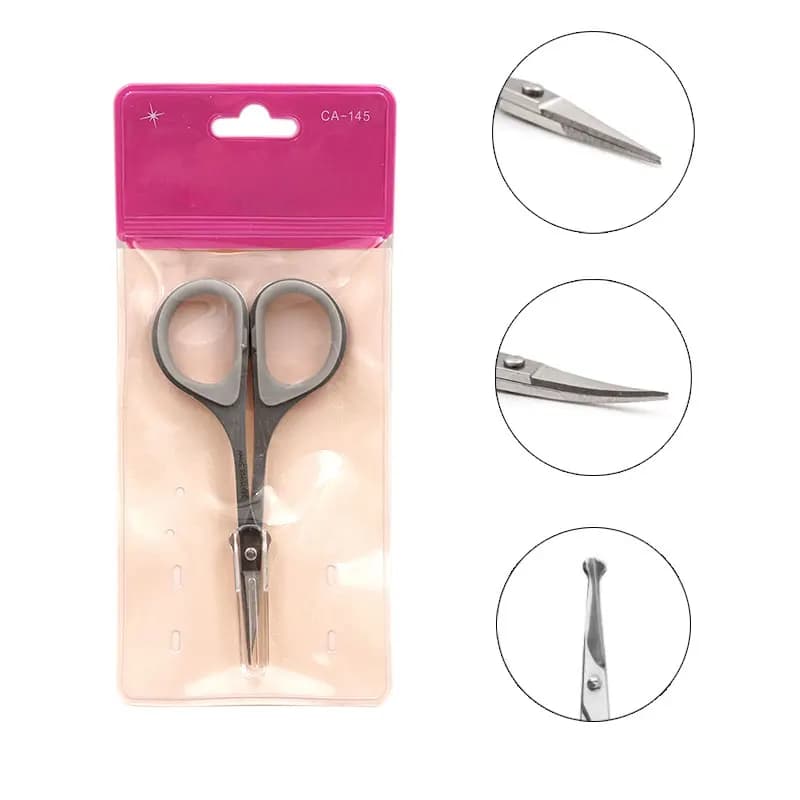 Forbici per sopracciglia trucco in acciaio inossidabile cosmetico piccolo punta curva Trimmer Manicure chiodo pelle morta strumento per la rimozione dei peli del viso
