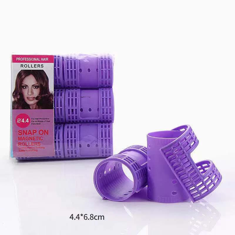 6Pcs Dia 4.4cm Snap on Hair Rollers Steam Perm Flexi Rods with Clips Clamps Magic Rollers Air Bang Curler Hairdressing Accessory