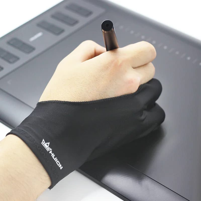 Huion Artist Glove guanti da disegno Anti-Fouling elastici a due dita grafica Tablet Marker animazione senza pittura/taglia L 1 pz