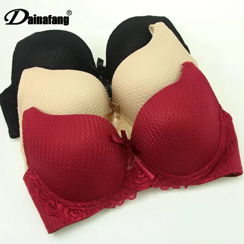 DaiNaFang intimo Sexy con fiocco reggiseni coppa BCDE per donna Push Up pizzo floreale cena imbottita Top con ferretto Plus Size Lingerie