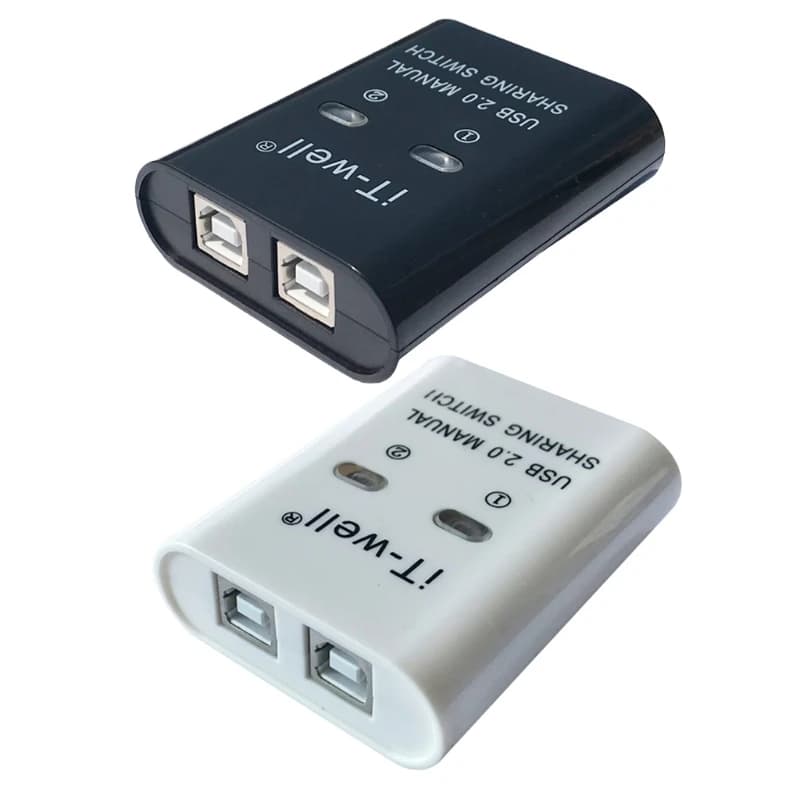 Dispositivo di condivisione stampante USB 2 in 1 Out Switch di condivisione stampante convertitore Hub Splitter di commutazione KVM manuale a 2 porte