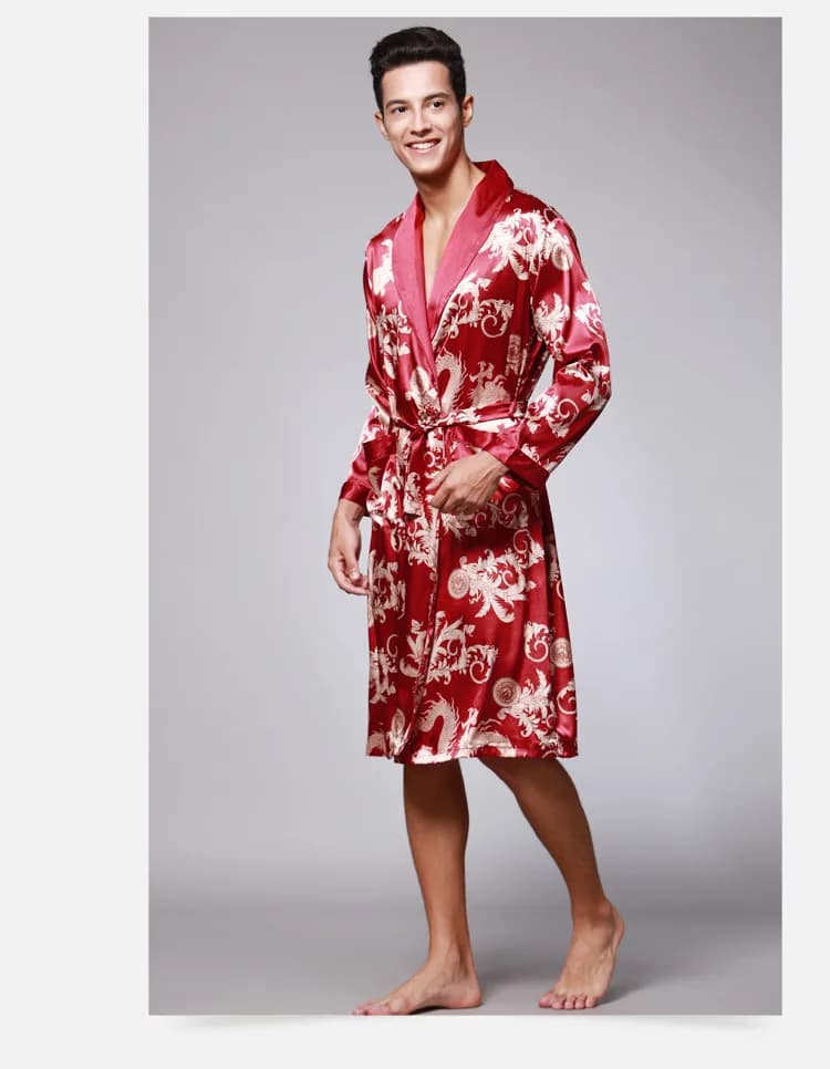 vino rosso servizio a domicilio Accappatoio da uomo primavera e autunno pigiama a maniche lunghe pijama abito lungo da uomo casual sexy accappatoio uomo