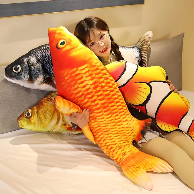 30-80 cm 3D Simulazione Pesce d'oro Giocattoli di peluche Farcito Morbido Animale Carpa Peluche Cuscino Creativo Divano Cuscino Cuscino Regalo