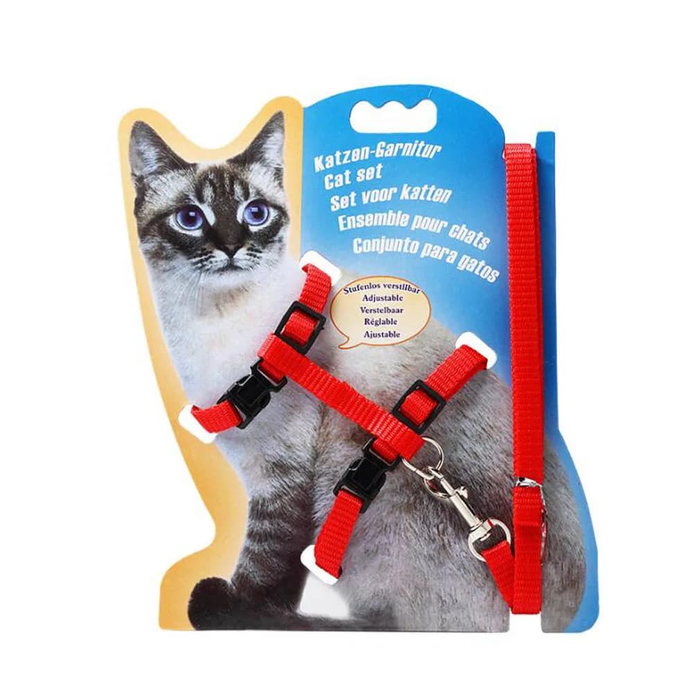 Collare per gatti per animali domestici Imbracatura e guinzaglio in nylon regolabile Trazione per animali domestici Collare per gattini per cani Prodotti per gatti Collare per imbracatura per animali domestici per gatti