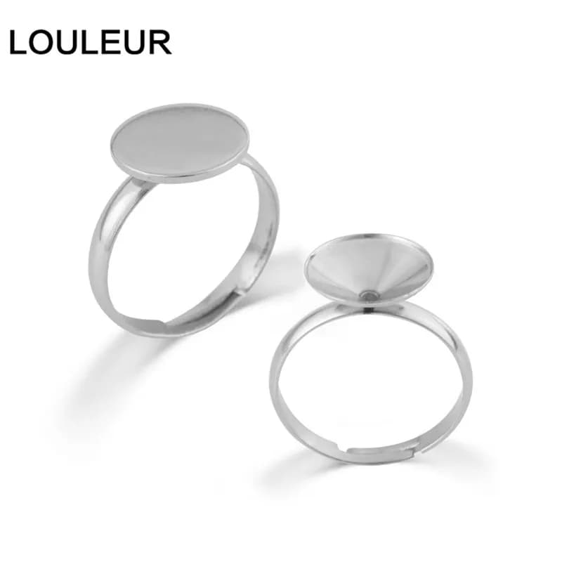 10 pz/lotto in Acciaio Inox Regolabile Anello Vuoto Base Cabochon Cammeo Impostazione Per Anello FAI DA TE Risultati Dei Gioielli Che Fanno Accessori