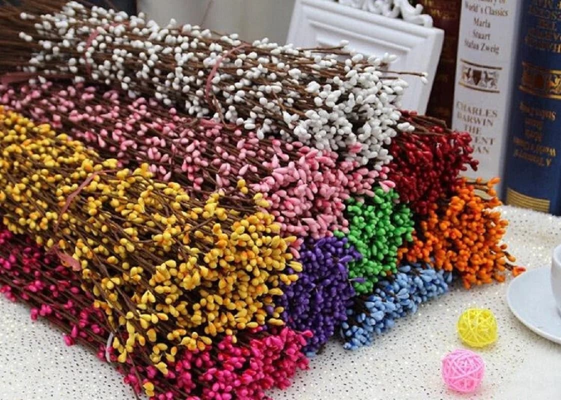 100pcs artificiale 40cm grazioso gambo in Rattan di bacche di pipa per arrangiamento forale braccialetto corona fiore di nozze decorazione scatola di caramelle
