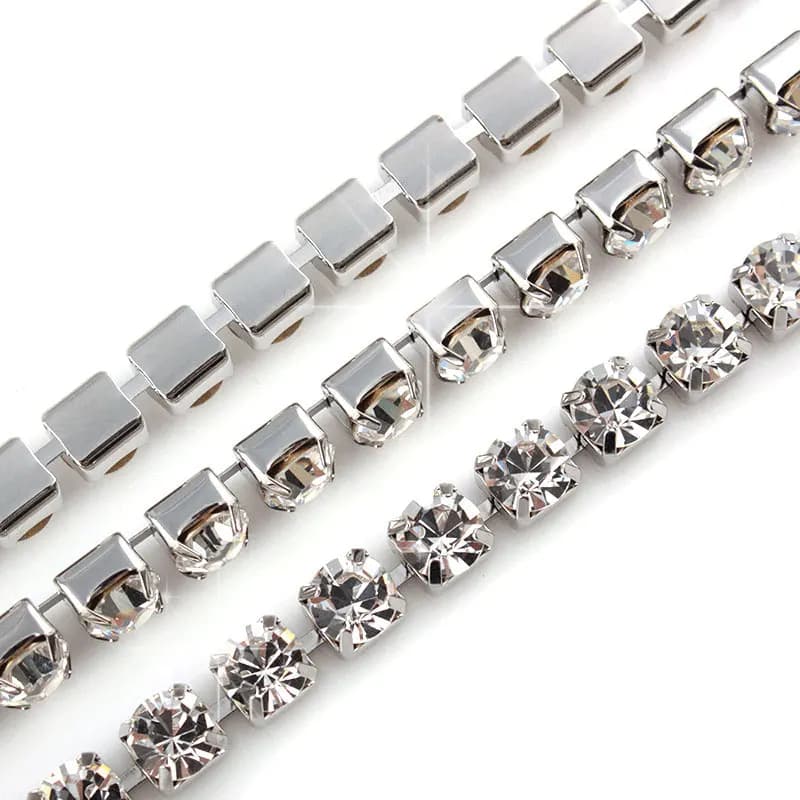 Catena di strass in cristallo glitterato da 1 metro SS6-SS16, da cucire o incollare, catene chiusure decorative per accessori fai da te per abbigliamento