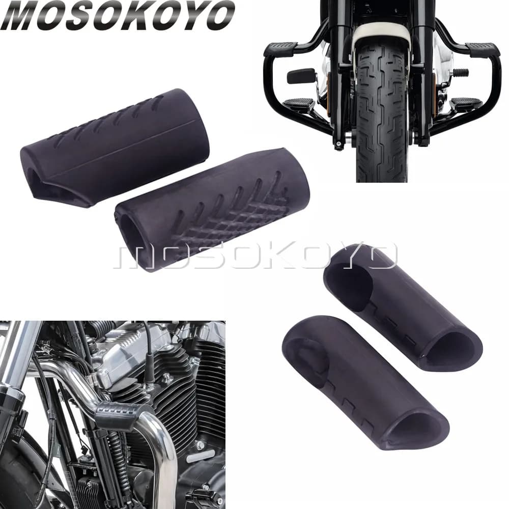 Universale 1-1/2 "protezioni motore barre di sicurezza stradali gambe protezione del ginocchio copertura in gomma per Harley Touring Softail Fat Bob Street Bob