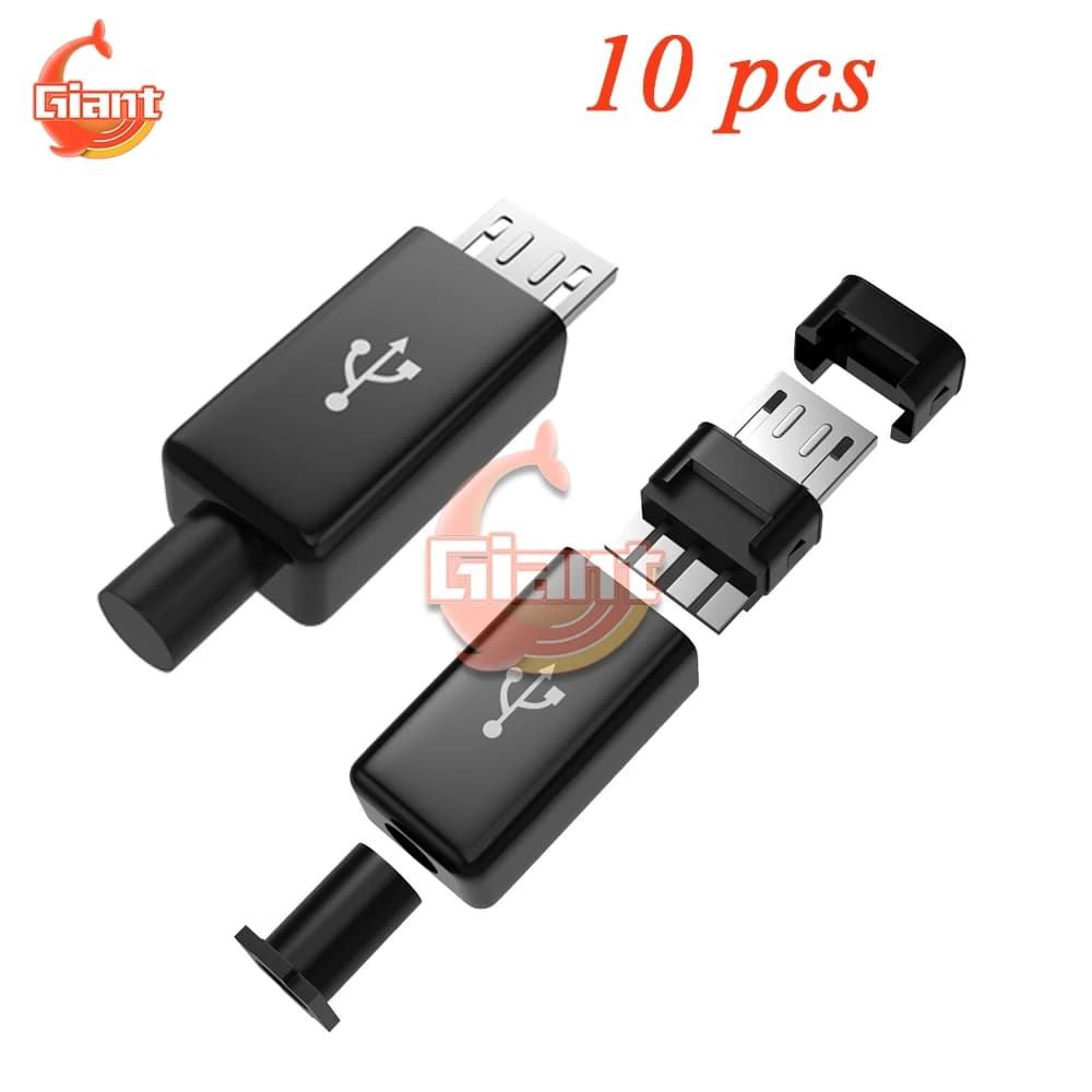 10 pcs Micro USB Connector Male 4 Pin FAI FROM TE Data Cable OTG Line Plastic Smooth Martinetti Casting of Coda T Spina Terminals Micro Converter