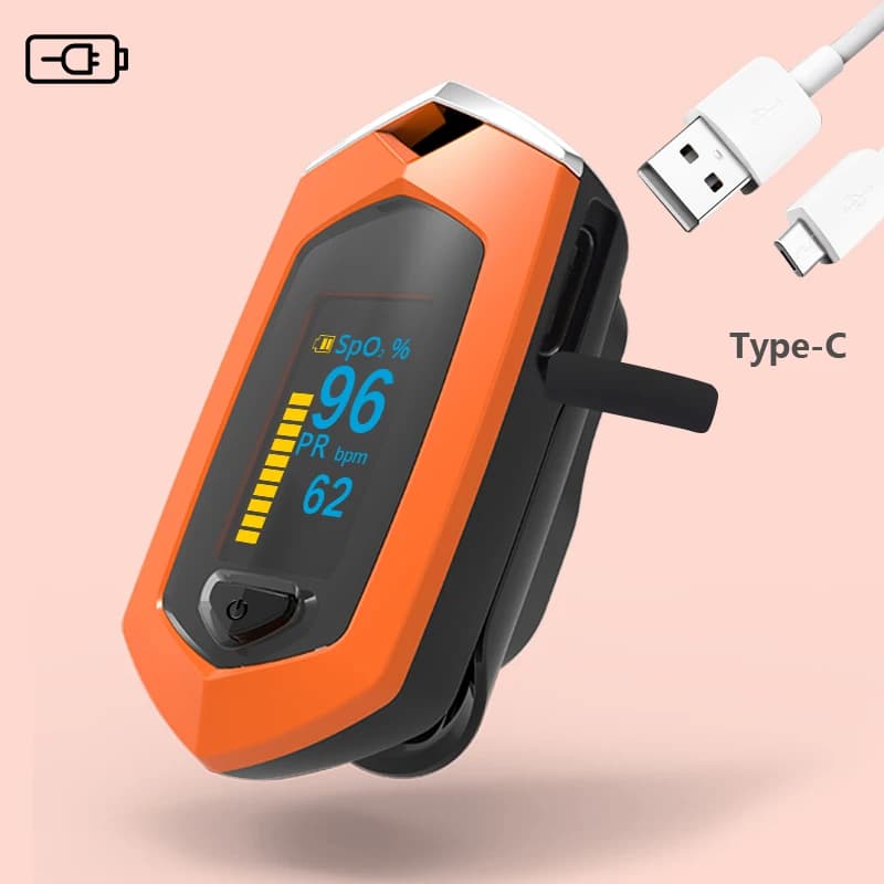 USB Type-C Bar Impulse Oximeter Rechargeable Oxygen Medical Deak Oximeter In the Blood Spo2 Sport Pulsioximeter Cardiaca Frequency Monitor