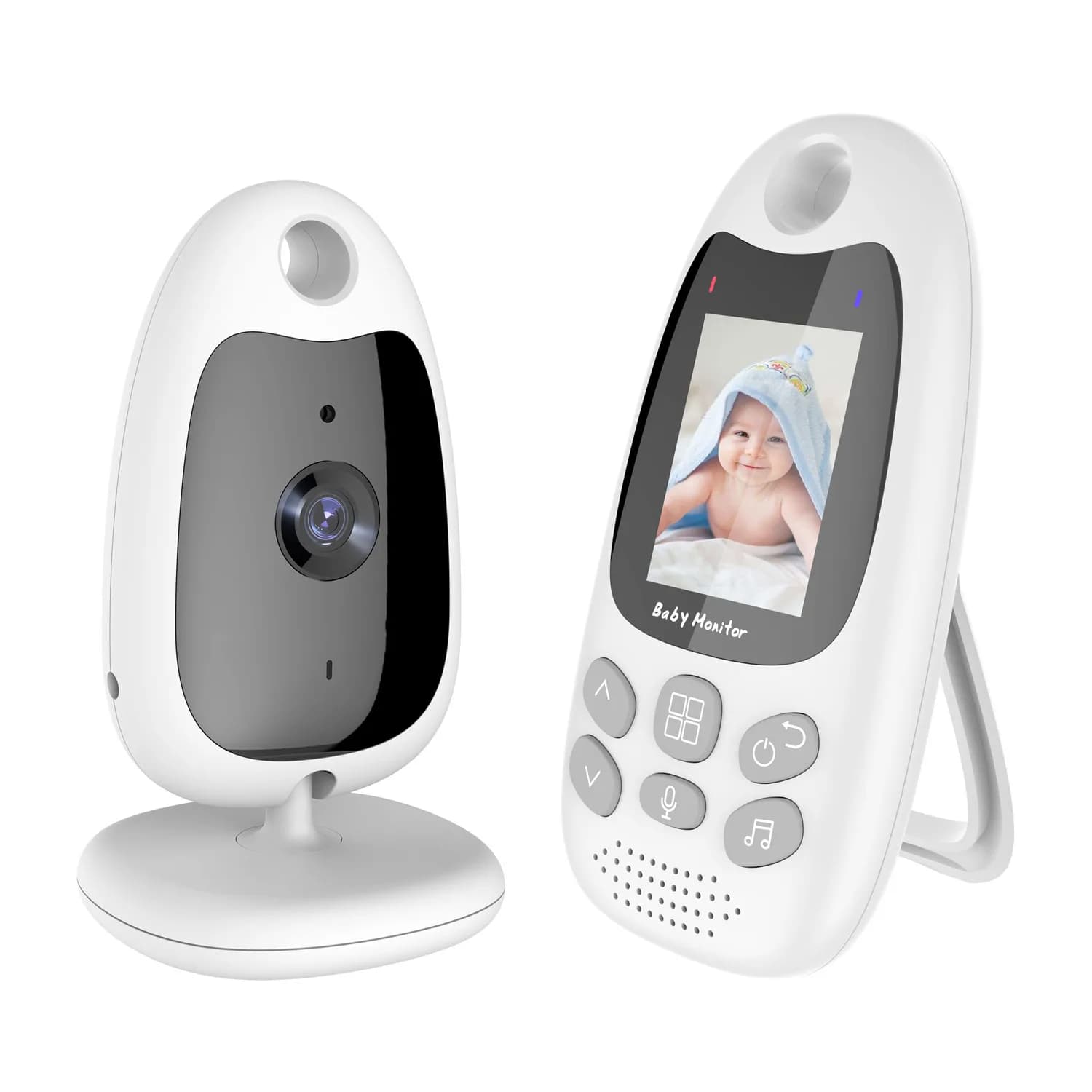 Baby monitor citofono wireless da 2 pollici 2,4 GHZ Monitoraggio della temperatura Funzione VOX Telecamera per visione notturna