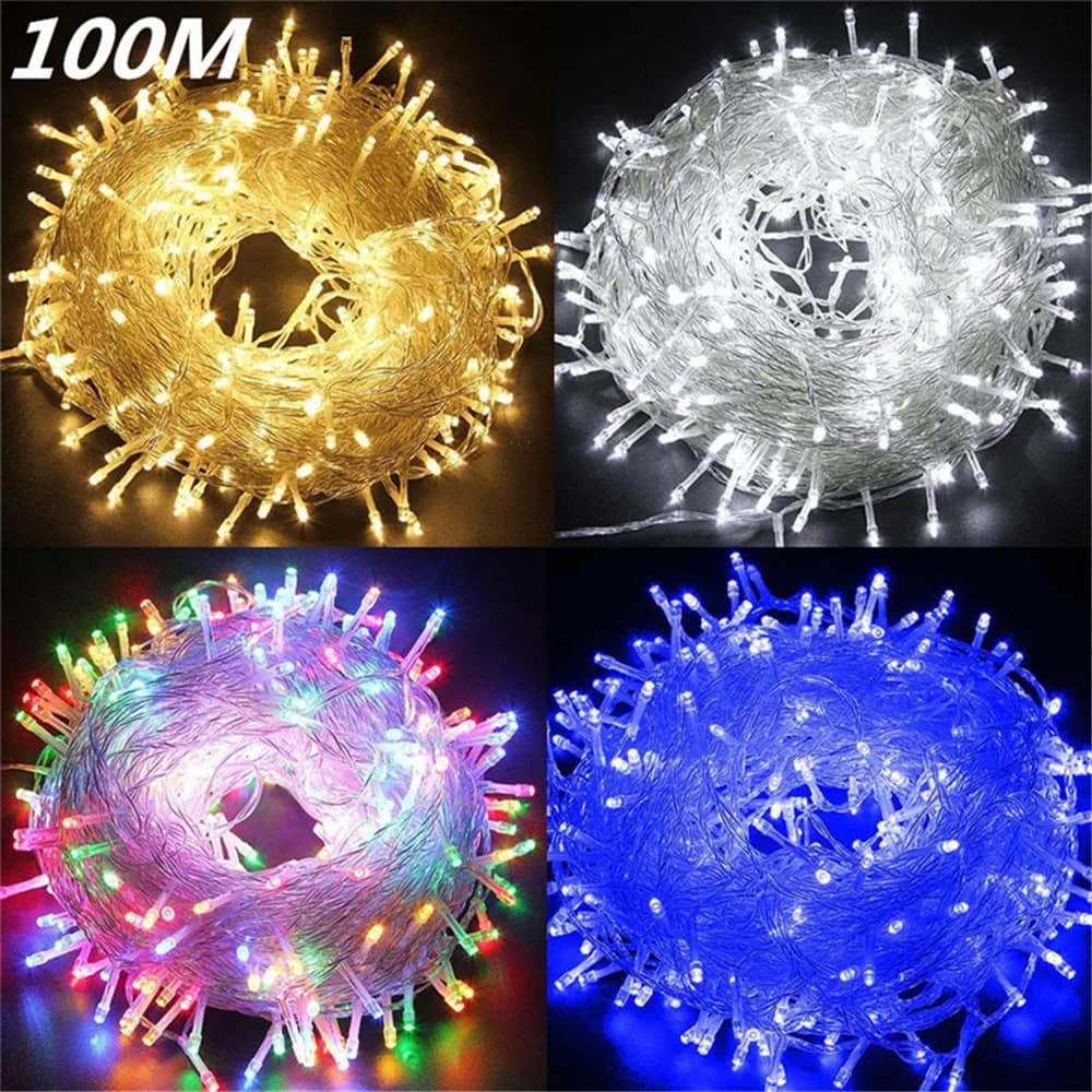 Stringhe luce esterna impermeabile 220V 5M 10M 20M 30M 50M festa di natale fiaba luci colorate per decorazioni natalizie