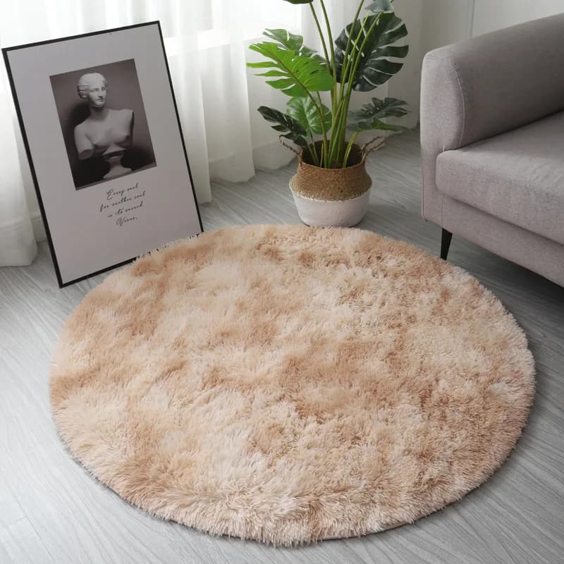 Round Plush Carpet For Living Room Fluffy Anti-Slip Rug Thick Bedroom Tent Carpets Floor Soft Skin-Friendly Shaggy Lounge Mat