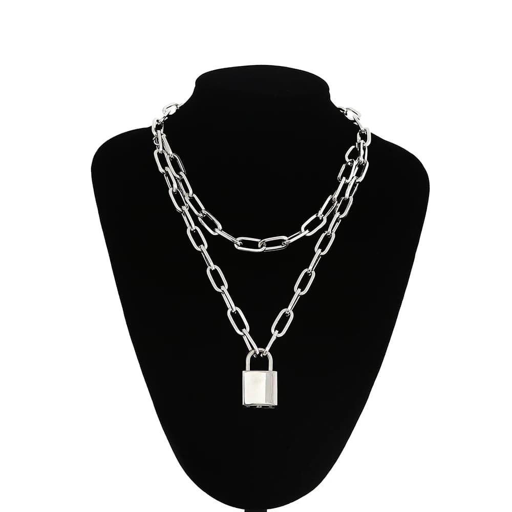 Lock Chain Necklace With A Padlock Pendants For Women Men Punk Jewelry On The Neck Grunge Aesthetic Egirl Accessories