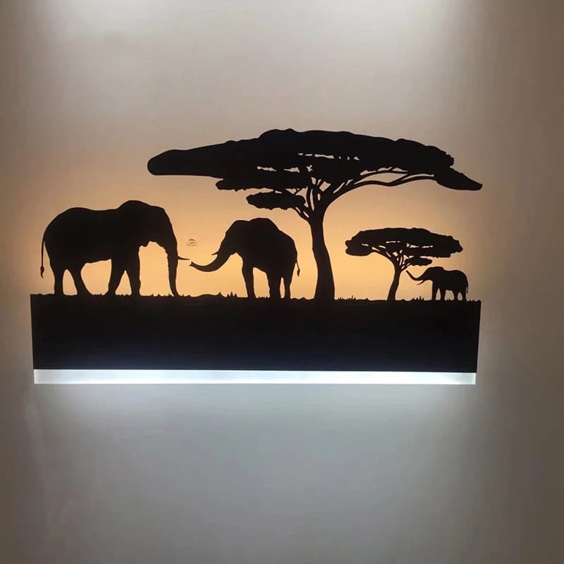 Retro LED Wall Lamp Creative Painting 110-240V Modern Black Sconce Decoration For Bathroom Living Bed Room Animal