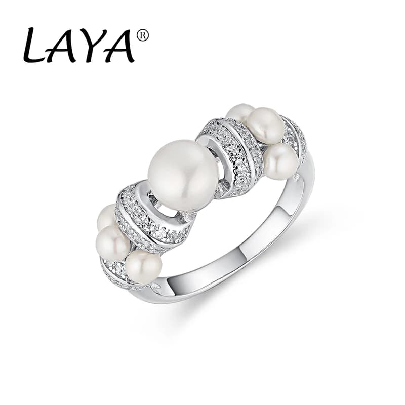 Laya zircone naturale perla d'acqua dolce personalità gioielli di alta qualità regalo per le donne anello in argento Sterling 925 originale