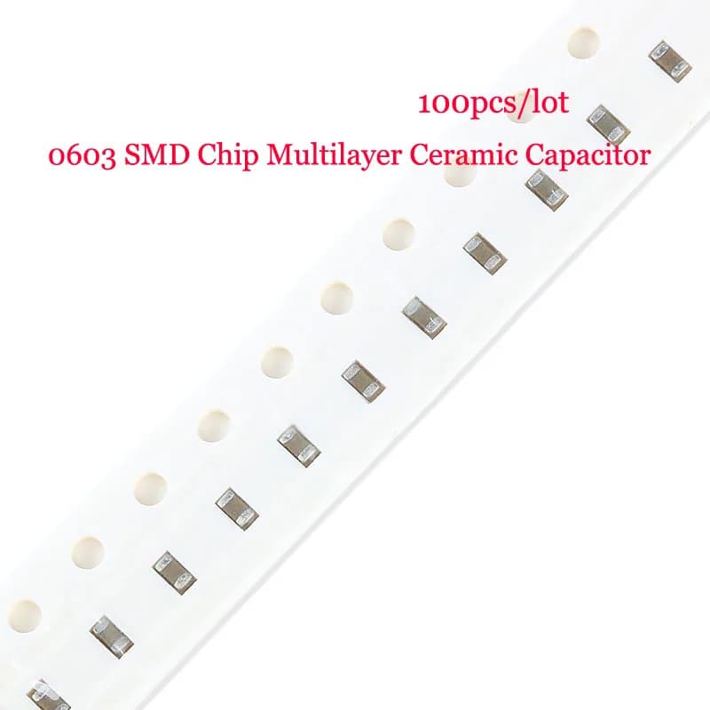 100 pz 0603 SMD Chip Condensatore Ceramico Multistrato 0.5pF 1pF 30pF 47pF 100pF 150pF 1nF 10nF 100nF 0.1uF 1uF 2.2uF 4.7uF 10uF 22uF
