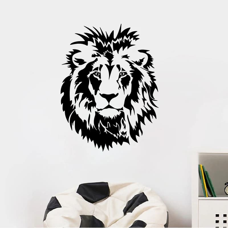Testa di leone adesivo da parete auto vinile adesivo da parete animale Poster decorazione per ragazzi camera da letto soggiorno ufficio Home Laptop Decor