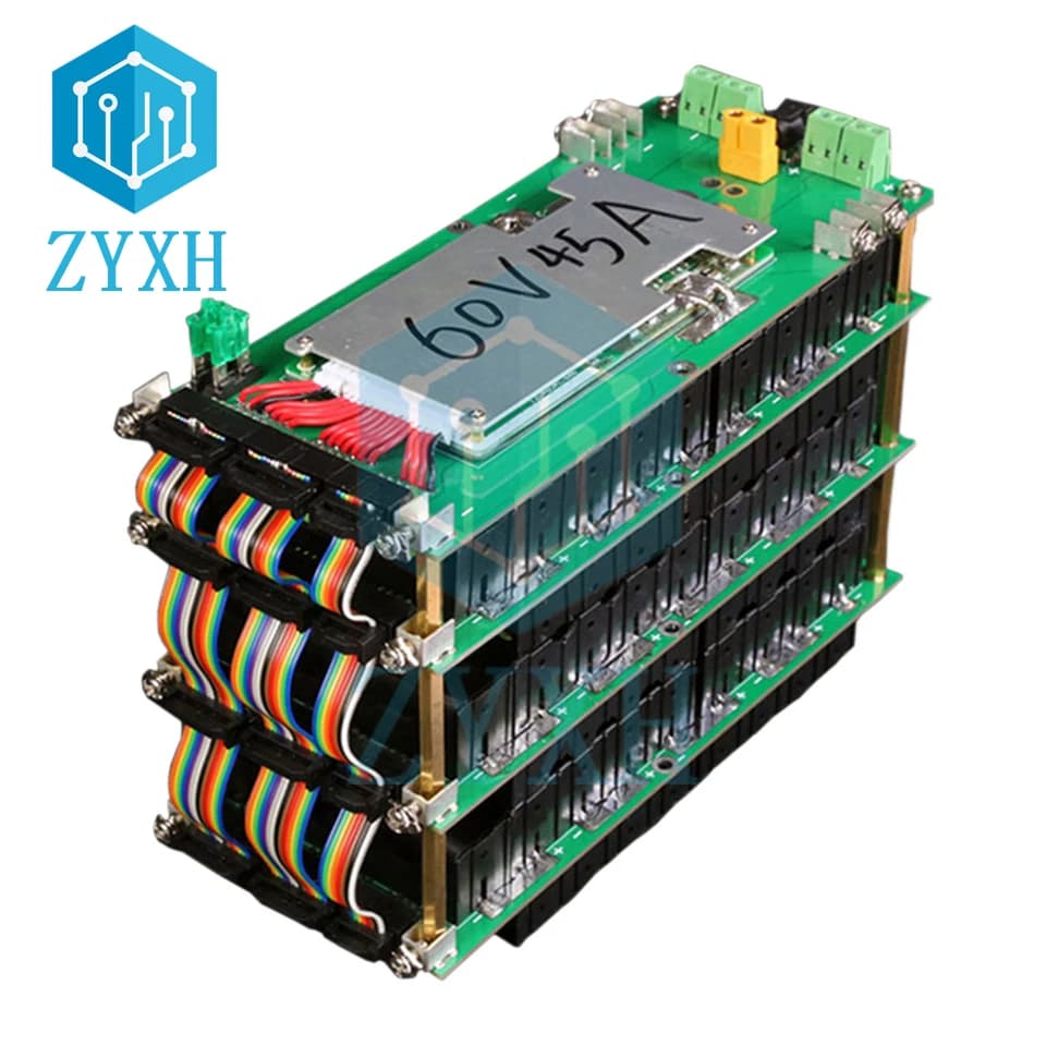 BMS 17S Power Wall 60V 18650 pacchi batteria Box Holder 45A scheda di ricarica Layer Build Power Bank fai da te per Ebike/UPS