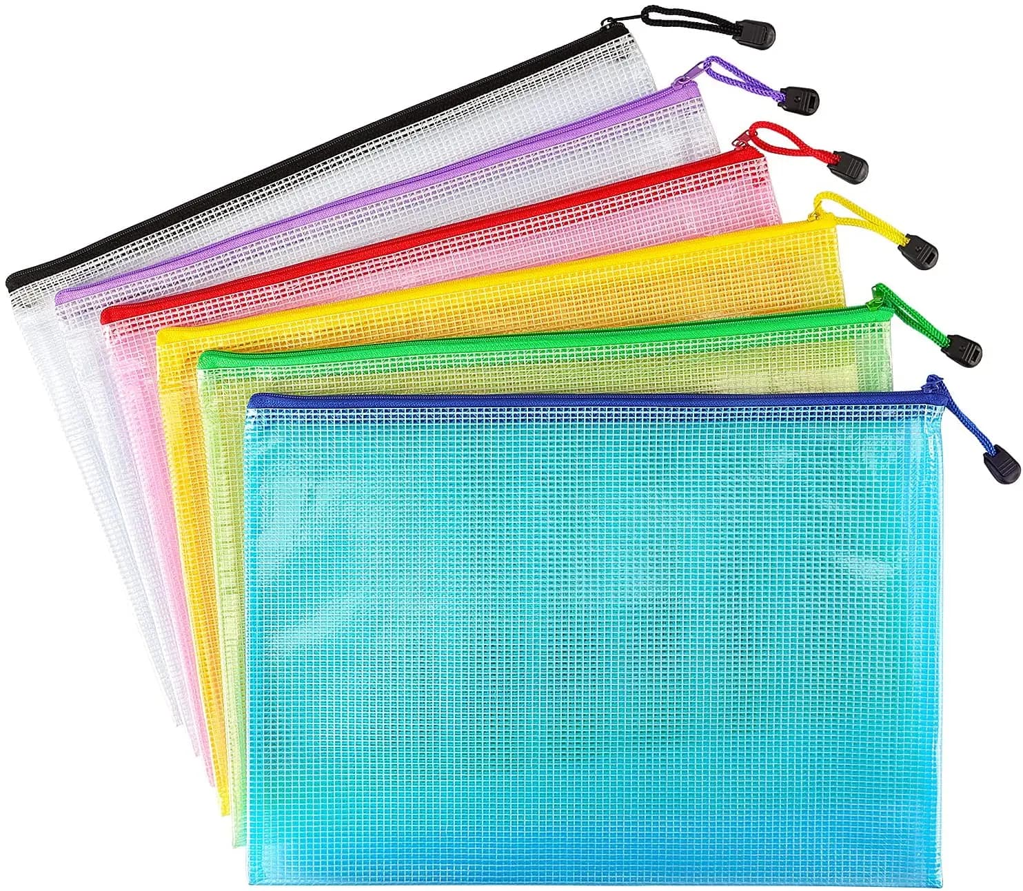 6Pack Gridding Borsa con cerniera impermeabile A3 A4 A5 A6 Borsa per documenti trasparente Penna per archiviazione Prodotti Cartella tascabile Forniture scolastiche per ufficio