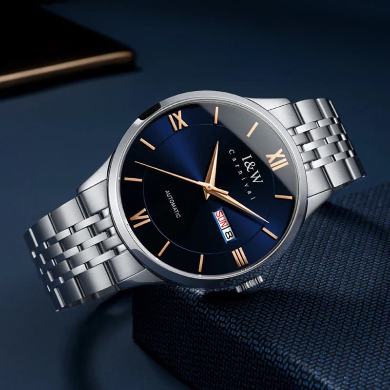I&W Orologi da lavoro di lusso per uomo Movimento MIYOTA giapponese Orologio automatico Zaffiro Doppio calendario Orologi impermeabili in acciaio pieno