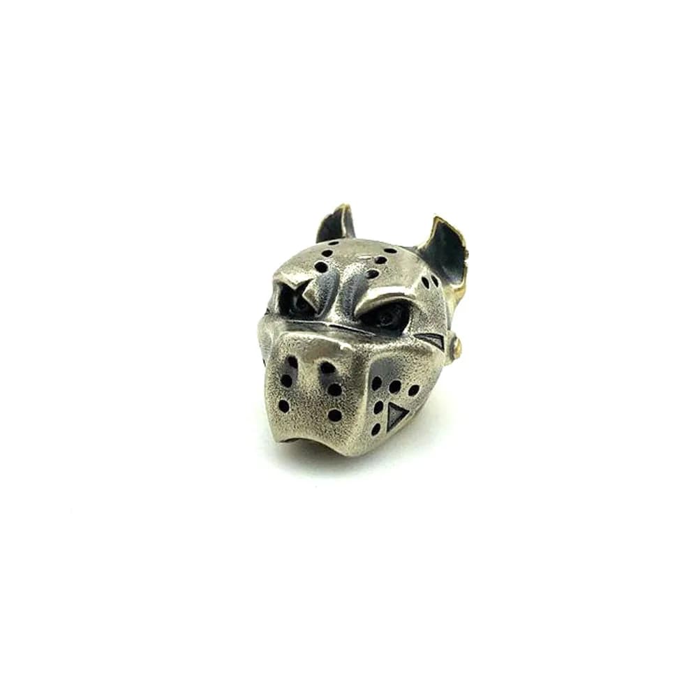 1 X Strumenti fai da te per esterni EDC Ottone bianco Testa di cane Coltello Perline Cordino Pendenti Portachiavi Accessori